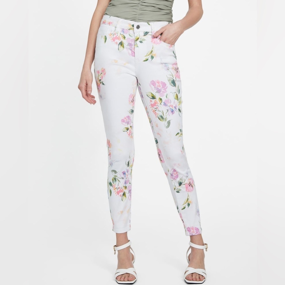 New Guess White Floral Skinny Jeans - Picture 2 of 8